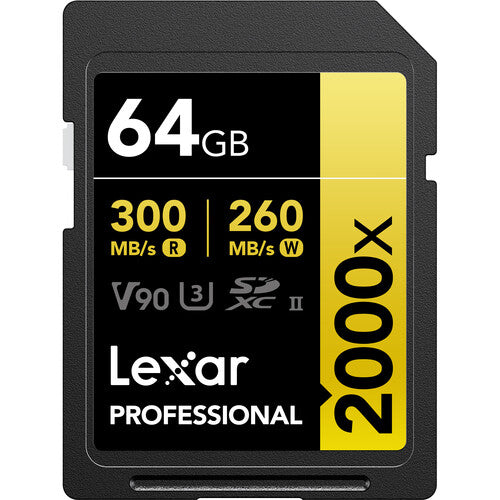 Lexar 64GB Professional 2000x UHS-II SDXC Memory Card (LSD2000064G)