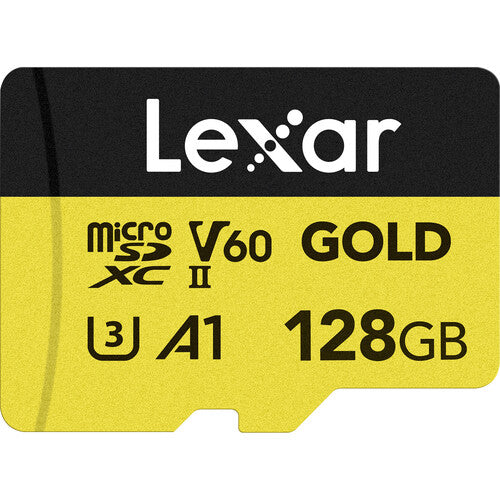 Lexar 128GB Professional GOLD UHS-II microSDXC Memory Card (LMSGOLD128G)