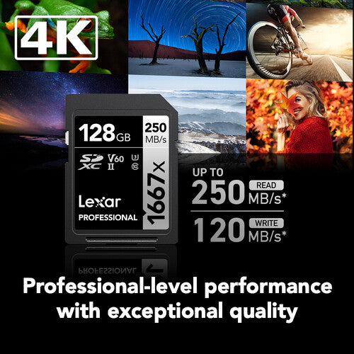 Lexar 128GB Professional 1667x UHS-II SDXC Memory Card (LSD128CBNA1667)